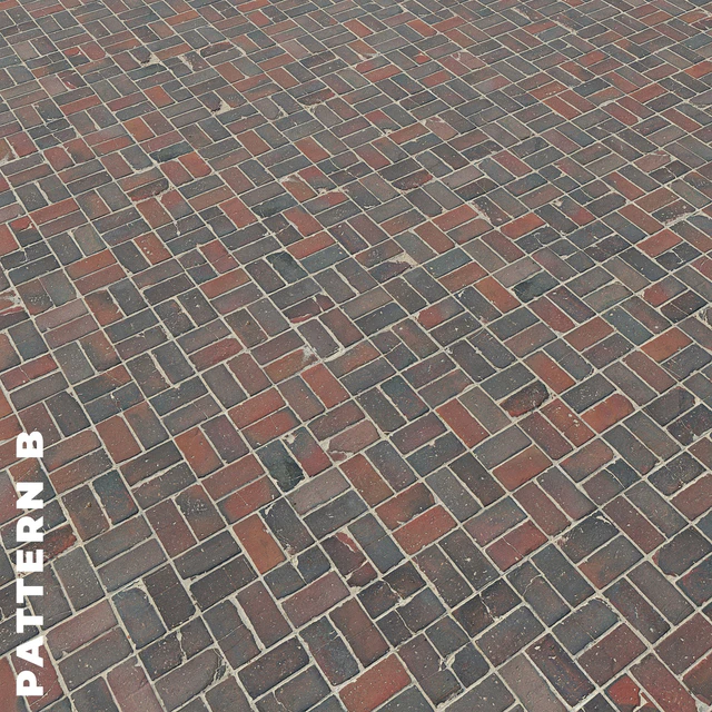 Set of four textures of old brick paving stones 7320 — Descargar
