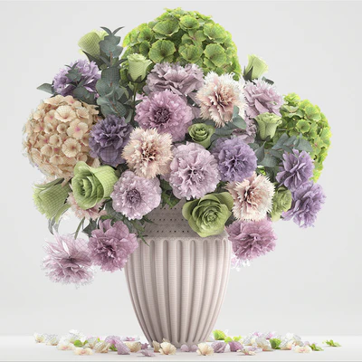 A bouquet of flowers 63. Spring flowers, vase, decor, hydrangea, peony, eucalyptus, carnation, rose — Ver 4