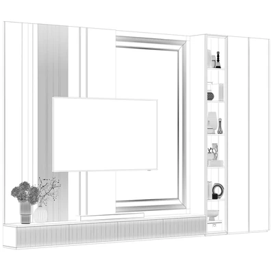 TV wall in modern classic style with decor 23 — Ver 4