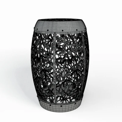 Ottoman Midcentury Asian Inspired Garden Stool — Ver 4