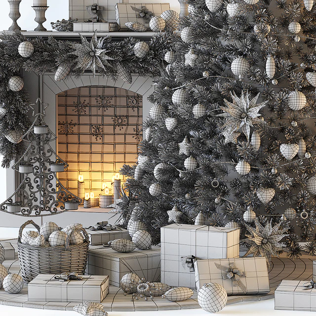 Christmas tree with fireplace — Descargar