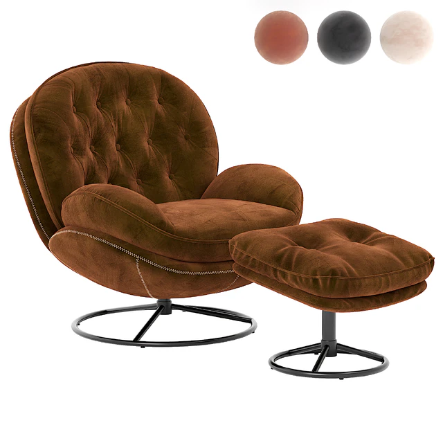 Velvet Swivel Accent Chair with Ottoman Set — Скачать