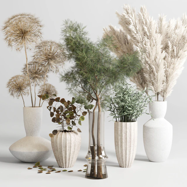bouquet 13 concrete vse plant pampas and dry hogweed dry leaves — Скачать