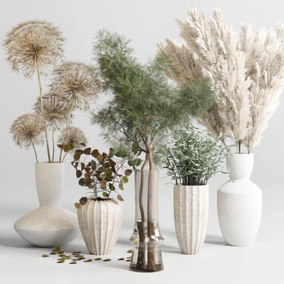 bouquet 13 concrete vse plant pampas and dry hogweed dry leaves — Вид 1