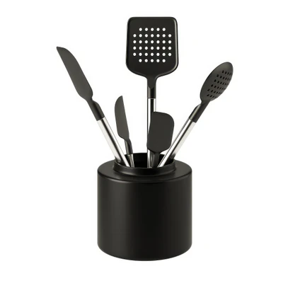 black silicone and steel utensils by crate and barrel — скачать