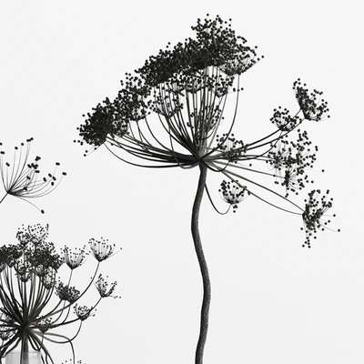 Bouquet Set 01 Vase Glass Dry Hogweed — Вид 7