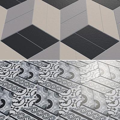 EQUIPE Chevron / Patchwork B & W / Blanco / Crema / Gris / Marron / Negro — Ver 3