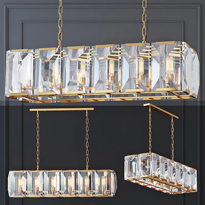 Chandelier Harlow Crystal SQUARE Gold — Ver 1