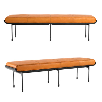 CB2 Juneau Leather And Metal Bench — Ver 1