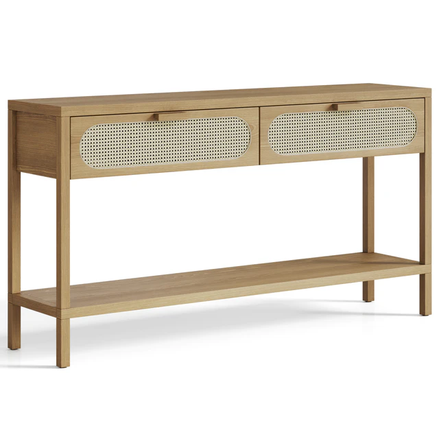 Classic Rattan and Wood Console — Descargar