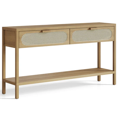 Classic Rattan and Wood Console — Ver 1
