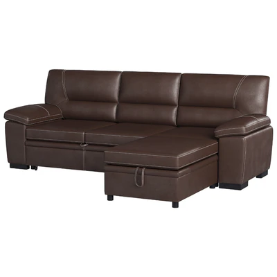 Brown Leather Sectional Sofa — Ver 1