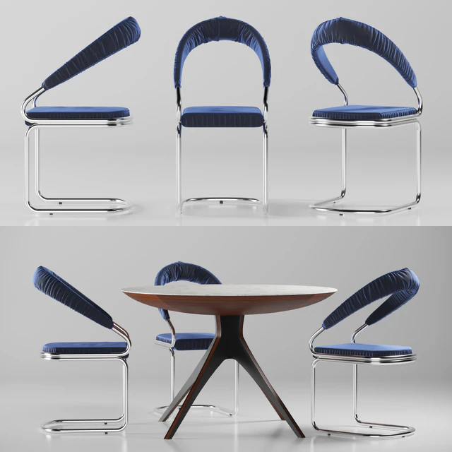 Table and chair with upholstery — Скачать