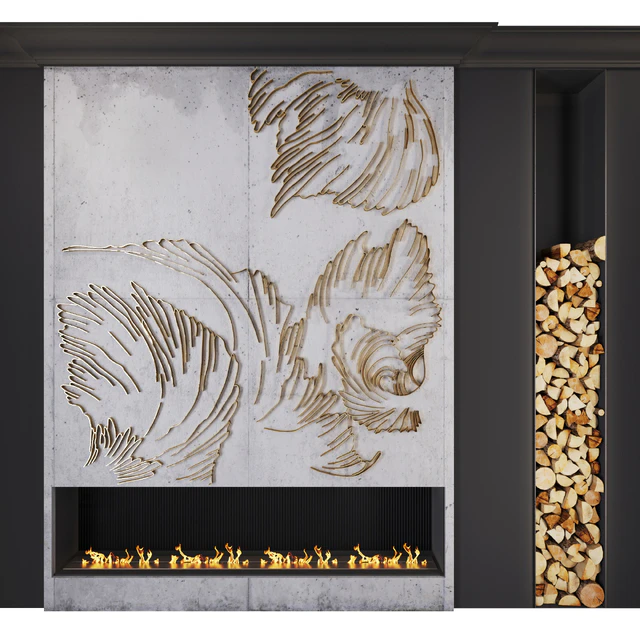 Modern fireplace   petals — Download