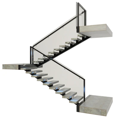 Ladder made of concrete, metal and glass with backlight illuminated PROFI LED IP44 — Ver 1
