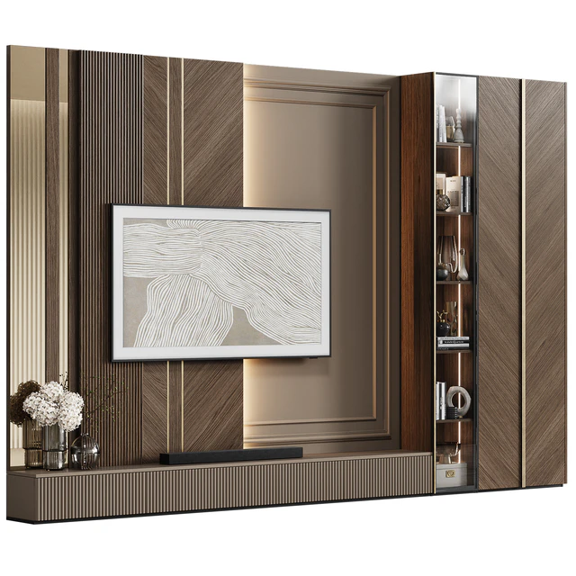 TV wall in modern classic style with decor 23 — Descargar