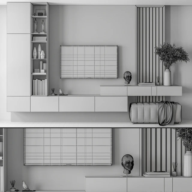 TV Wall Gray and Wood with Hallway Cabinet - Set 37 — Descargar
