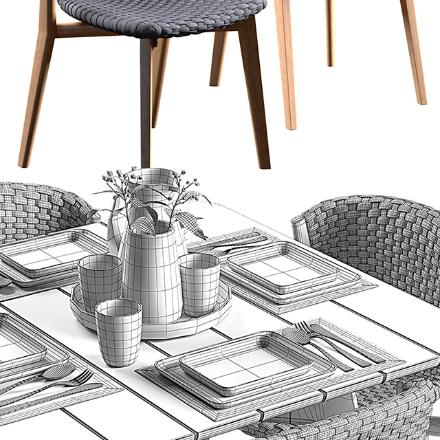 Ethimo Knit dining chair and square table — Скачать