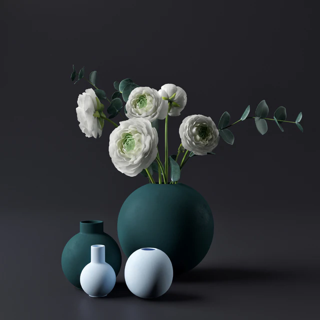 White ranunculus with eucalyptus — Descargar