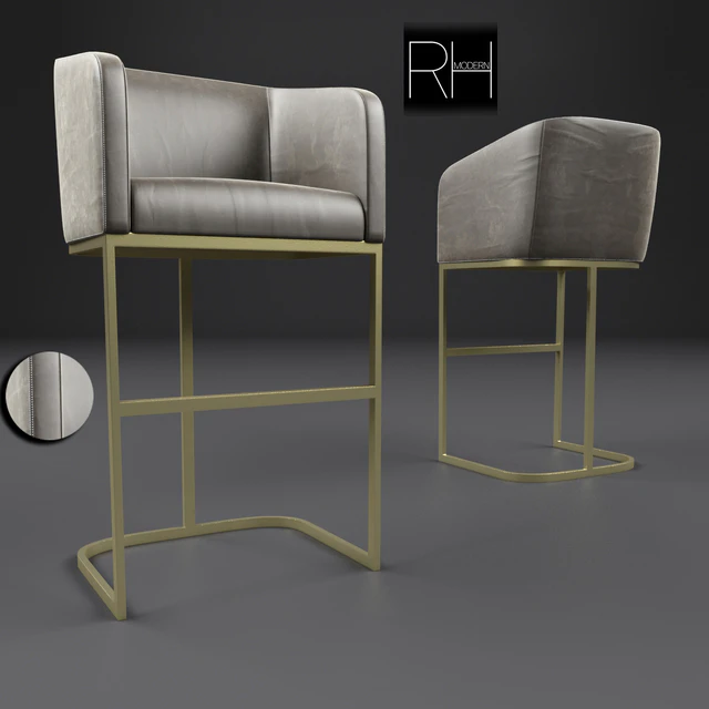 Emery Barrelback Leather Stool — Скачать