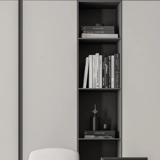 Boss Desk with Library Black and White Table - Office Furniture 285 — Скачать