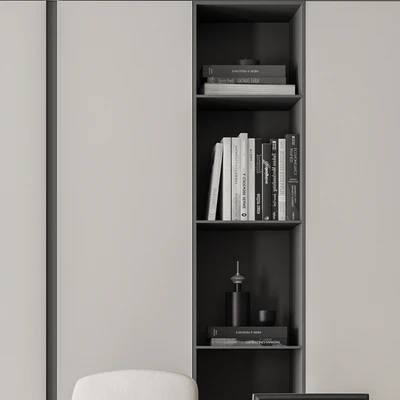 Boss Desk with Library Black and White Table - Office Furniture 285 — Вид 4