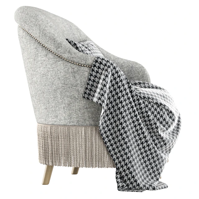 Amanda dining chair with plaid / Обеденное велюровое кресло с пледом — Скачать