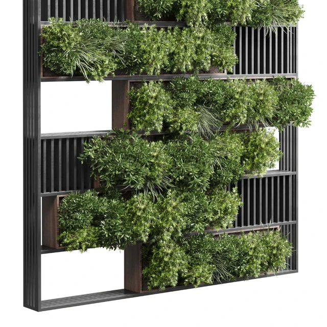 plants set partition in wooden frame - Vertical graden wall decor box 35 — Скачать