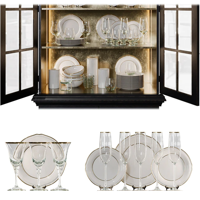 Antique Сupboard With Dishes — Descargar