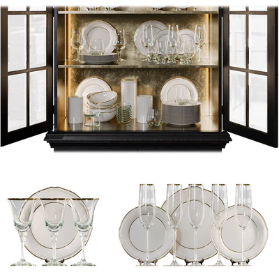 Antique Сupboard With Dishes — Ver 3