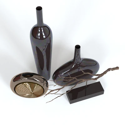 Decorative Set 2 (3 vases and line) — Ver 3