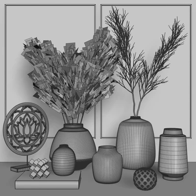 Pampa Grass Vase Decor Set # 14 — Ver 5