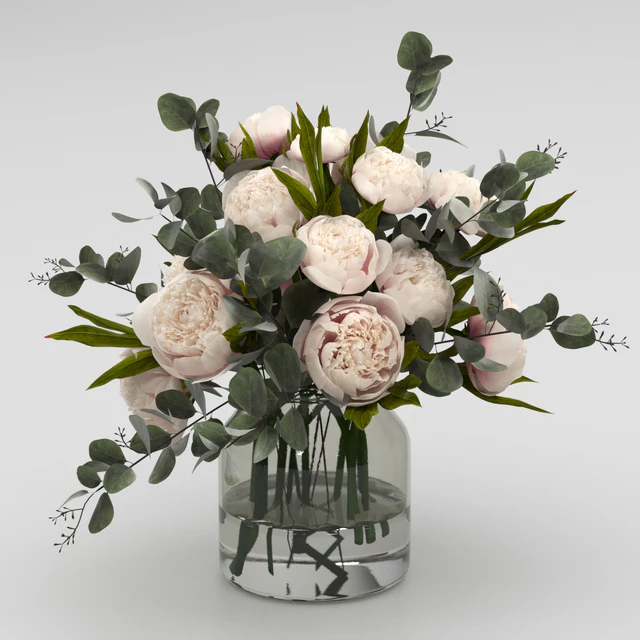 Bouquet of peonies with eucalyptus — Descargar