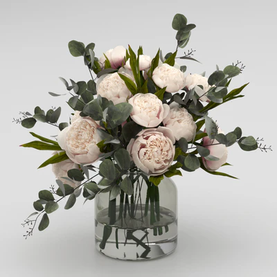 Bouquet of peonies with eucalyptus — Ver 1