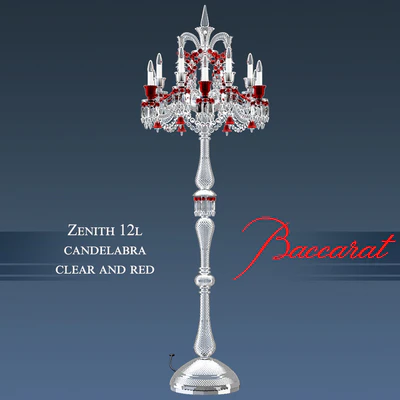 Baccarat - Zenith 12L candelabra clear and red — Ver 1