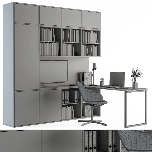 Office Set L Desk With Bookcase — Скачать