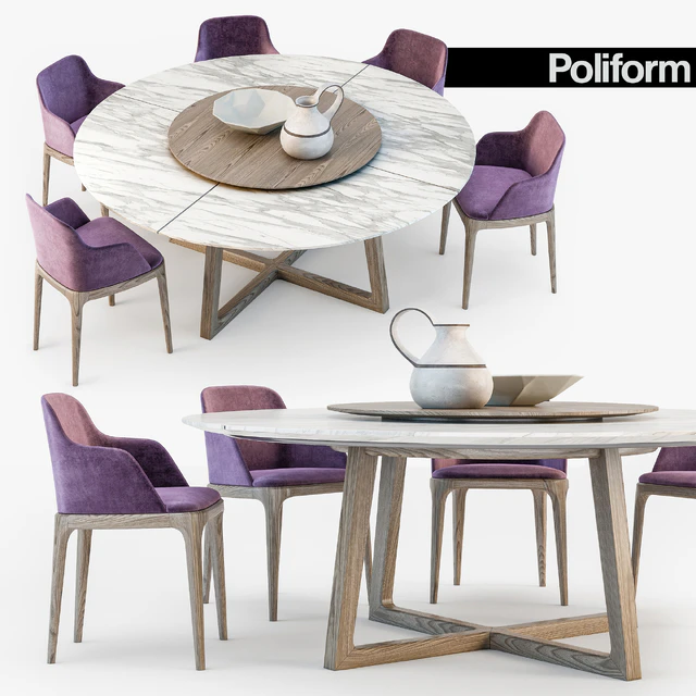 Poliform Grace chair Concorde table — Скачать