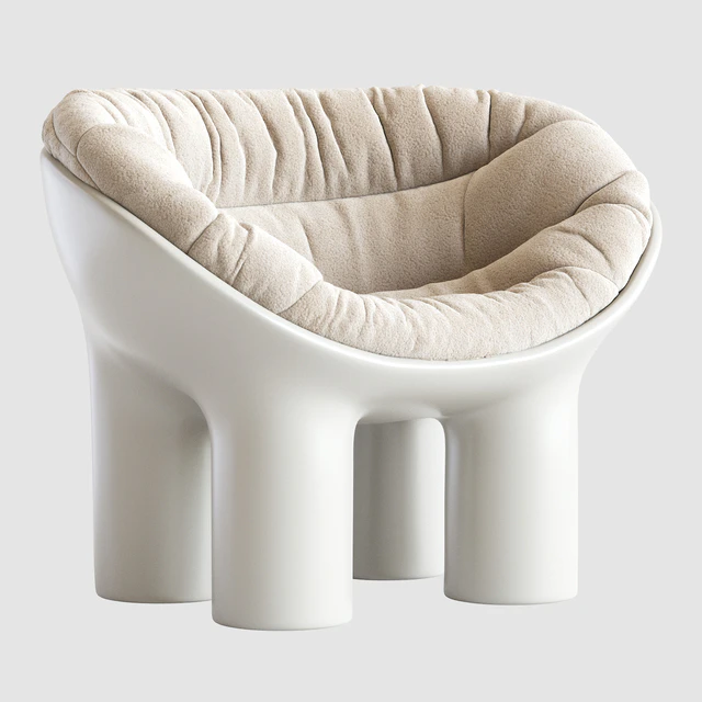 Roly Poly Polyethylene Armchair in Concrete with Cushions by Faye Toogood — Descargar