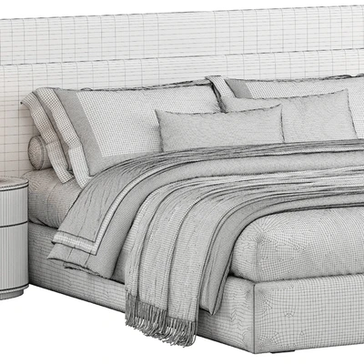 Contemporary Upholstered Rounded Headboard Bed — Ver 4