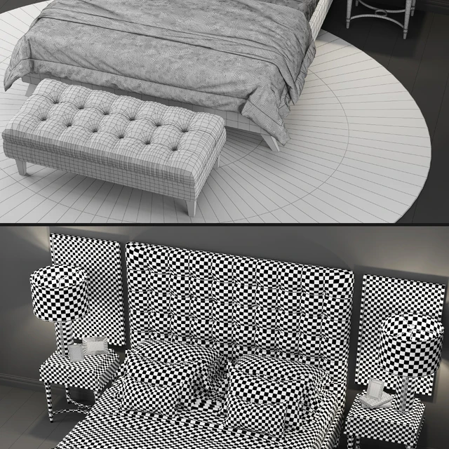 Bed TOV Furniture Eden Grey Velvet Tufted — Descargar