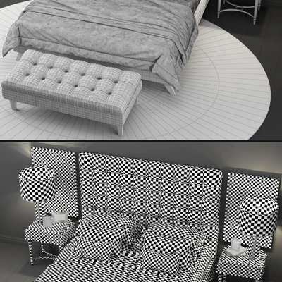 Bed TOV Furniture Eden Grey Velvet Tufted — Ver 3
