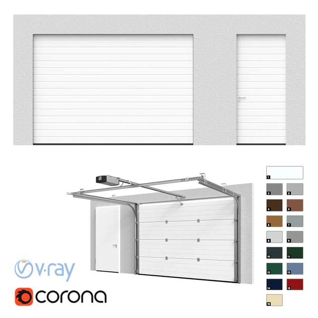 Hormann Sectional doors open / closed with side door — Descargar