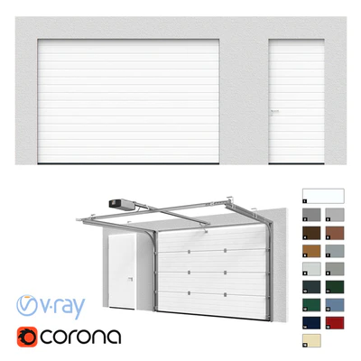 Hormann Sectional doors open / closed with side door — Ver 1