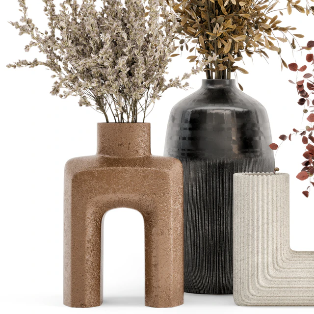 Dry Plants Bouquet Collection In Concrete Pot - Set 442 — Descargar