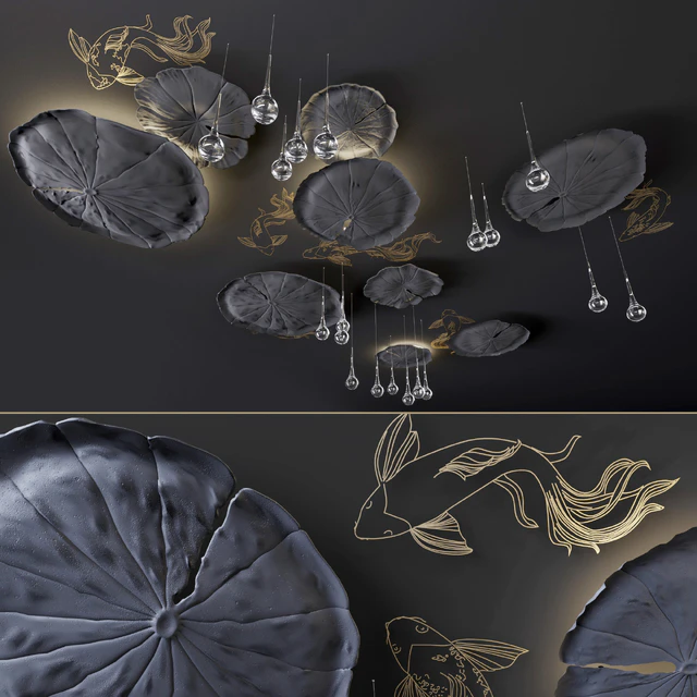 Ceiling decor - Water Lily and fish L — Descargar