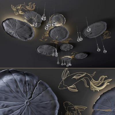 Ceiling decor - Water Lily and fish L — Ver 1