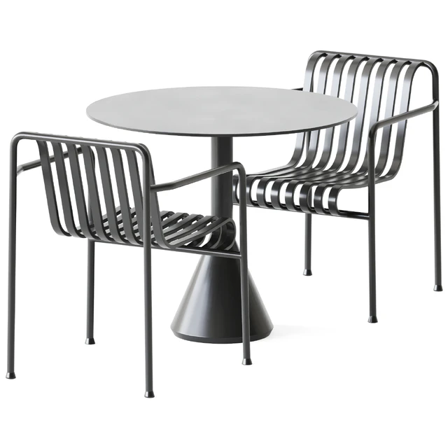 Palissade Cone Table D90 and Palissade Dining Armchair by Hay / Уличная мебель — Скачать