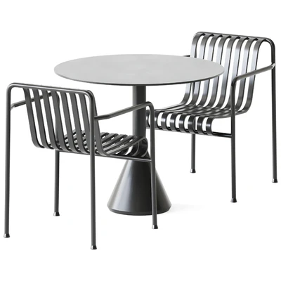 Palissade Cone Table D90 and Palissade Dining Armchair by Hay / Уличная мебель — Вид 1