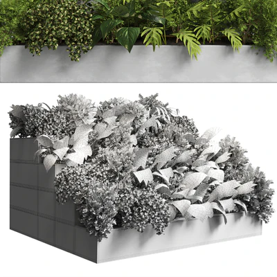 collection outdoor plant 22 - stairs concrete vase — Вид 3