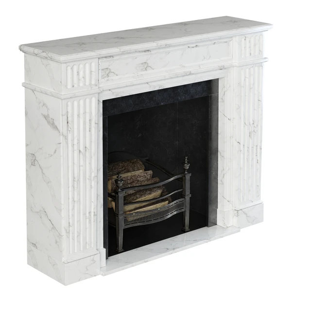 Classic fireplace white marble — Descargar